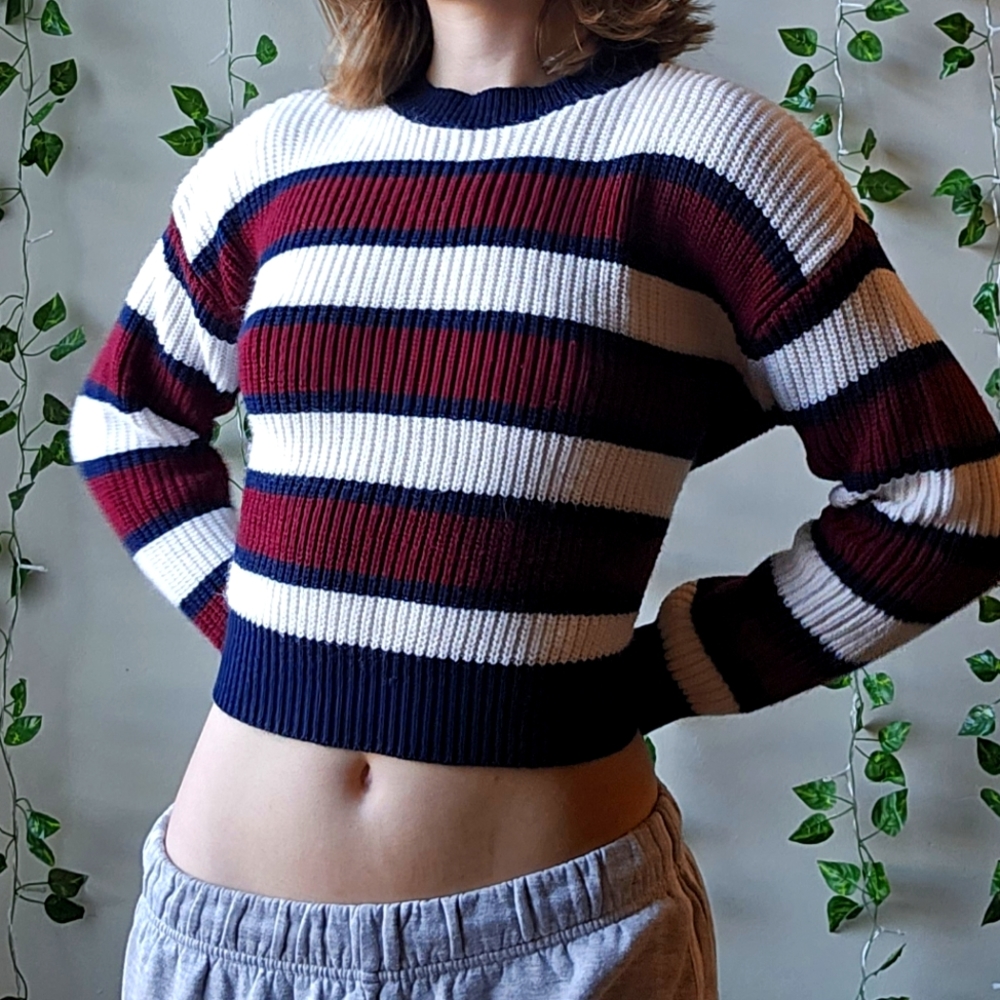 SOLD Garage Cropped Stripped Sweater